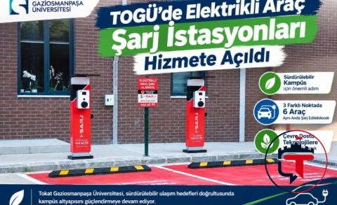 TOGÜ’de Elektrikli Araç Şarj İstasyonları Hizmete Açıldı